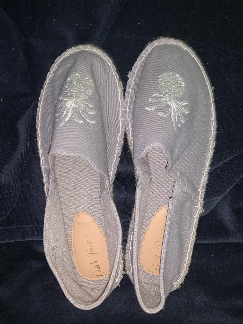 Charlie Paige Taupe Canvas Pineapple Espadrilles